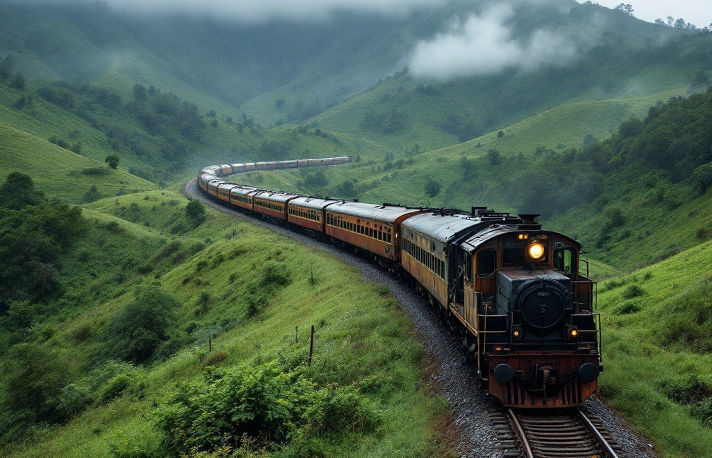 The Leopoldina Train crossing the Brazilian countryside