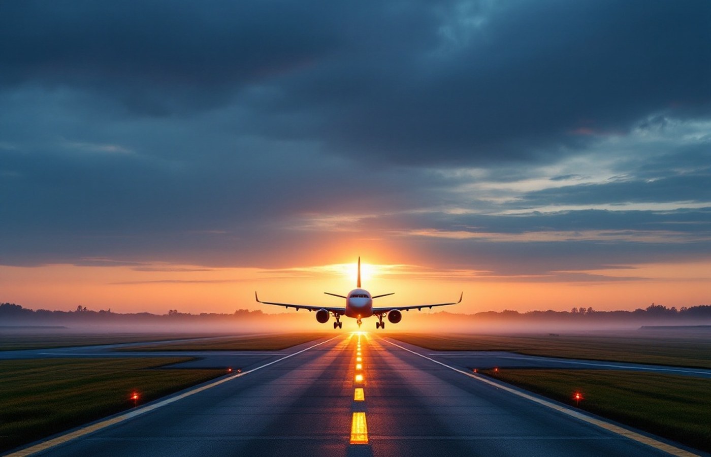 Dawn on the runway at Wilmington International