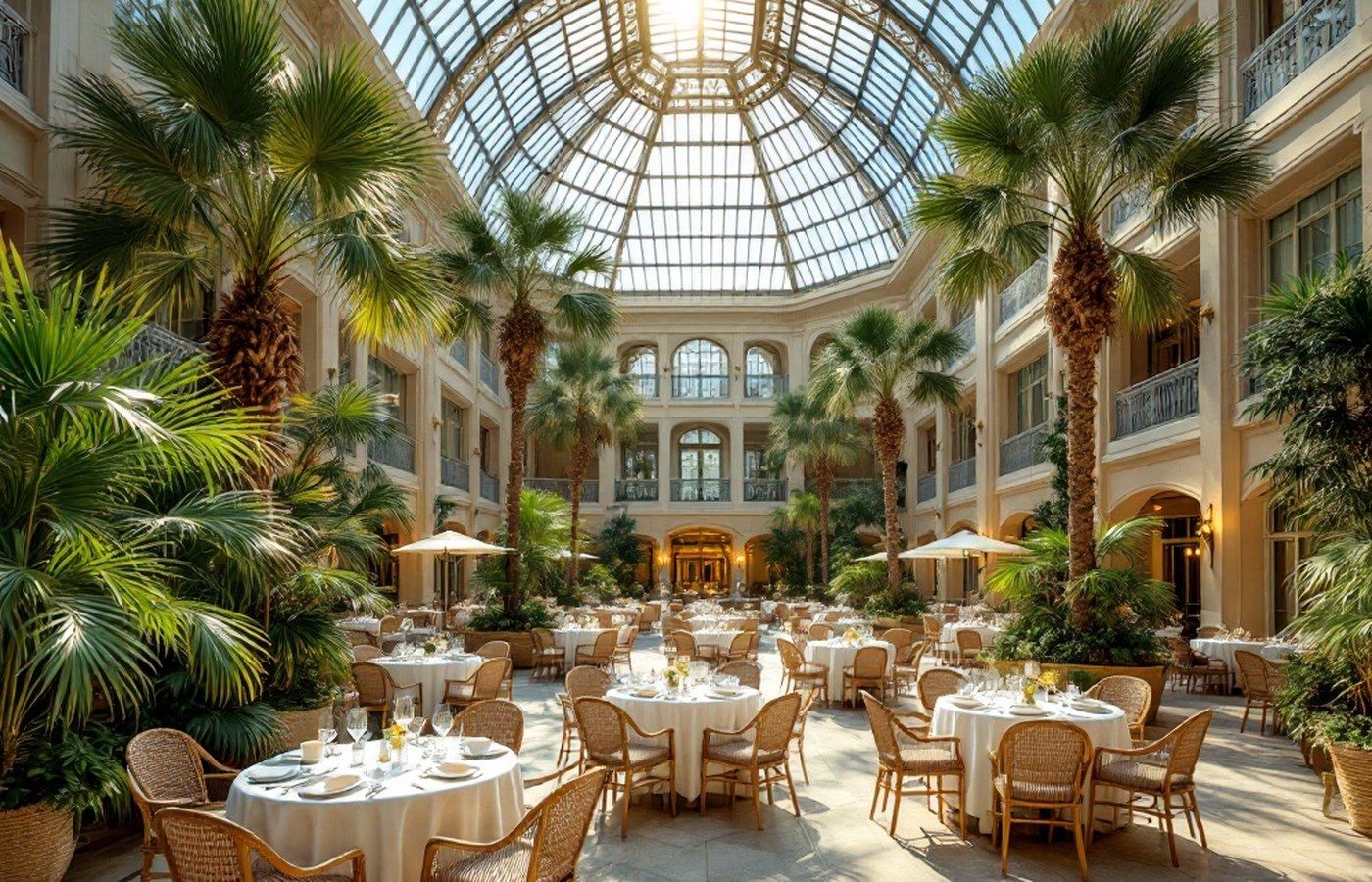 The atrium at the Embassy Suites Wilmington Riverfront