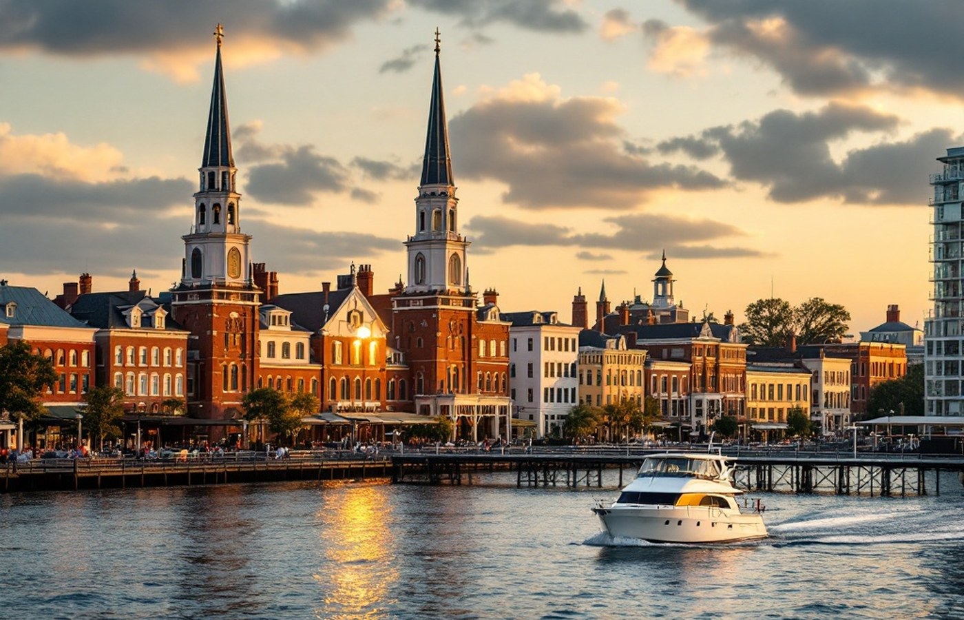 Wilmington's historic riverfront seen from the Cape Fear River