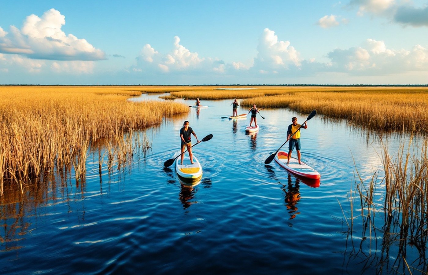 Paddleboarding through the salt marshes near Wilmington