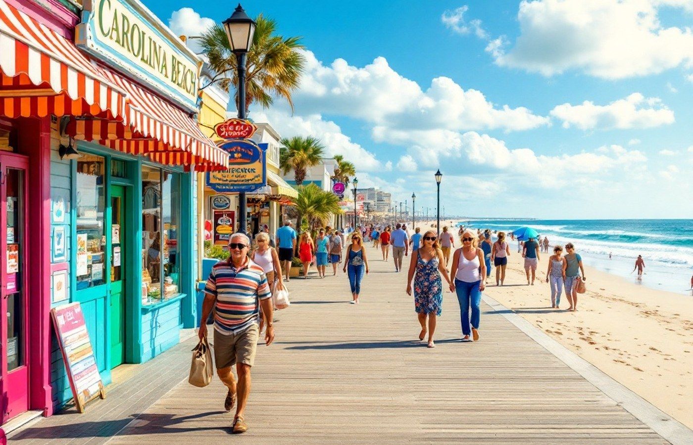 Carolina Beach Boardwalk on a summer day