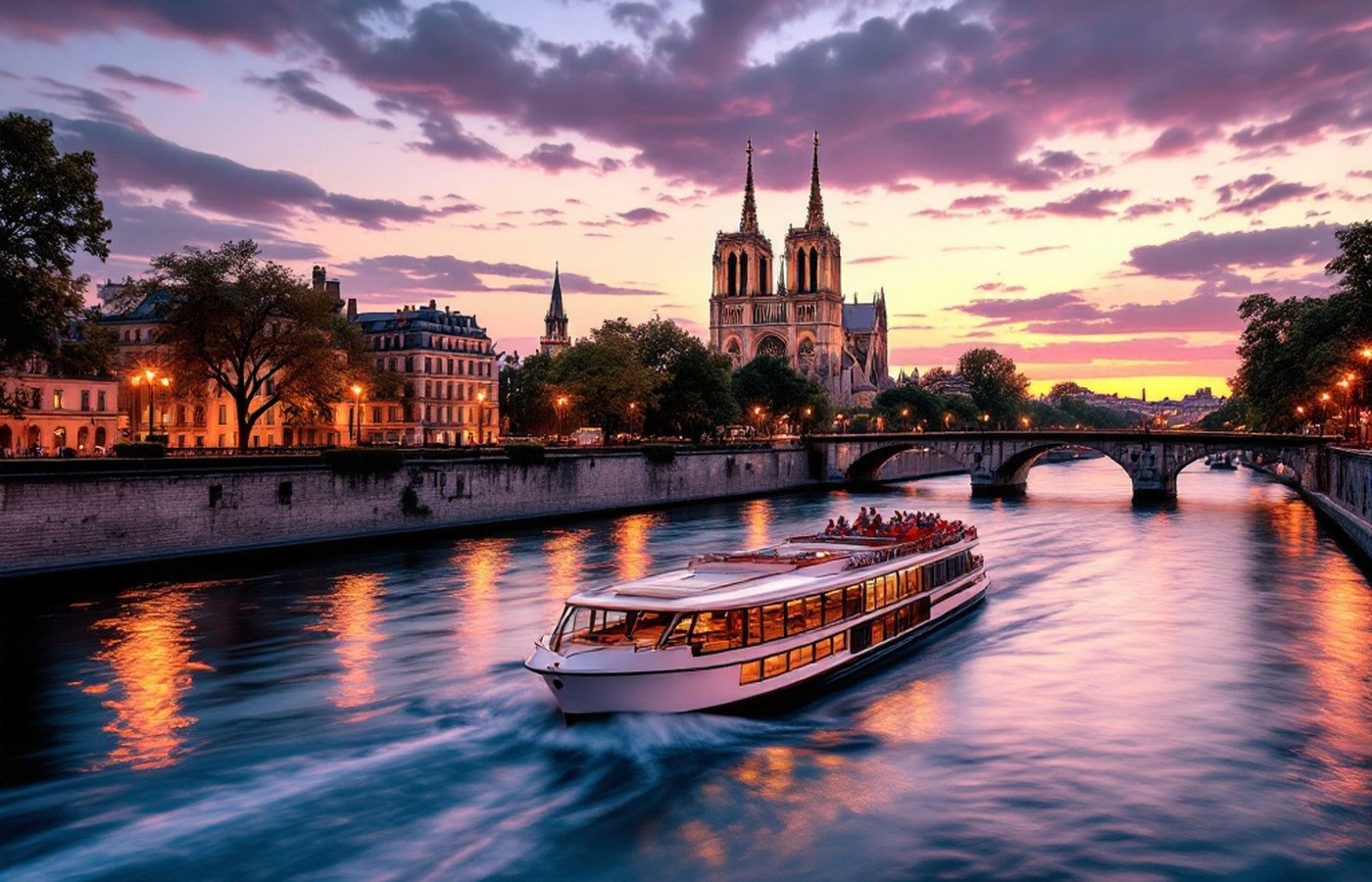 A sail along the Seine past Notre-Dame in Paris